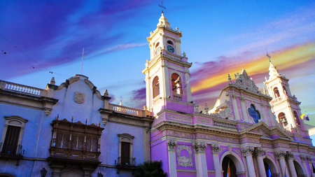 Central Salta Plaza of 9 of July (Plaza 9 De Julio)の写真素材