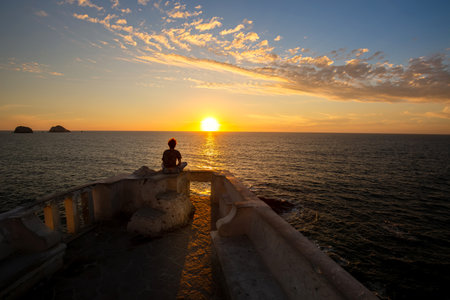 Famous Mazatlan sea promenade, El Malecon, with ocean lookouts and scenic landscapes.の写真素材