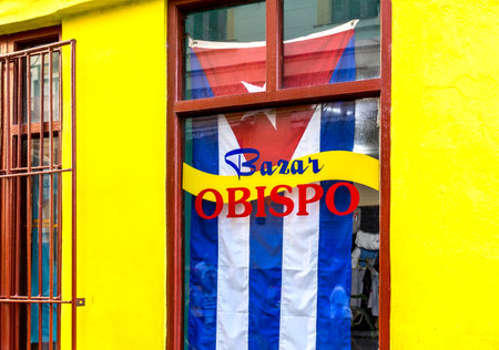 Havana, Cuba -11 February, 2020: Scenic colorful Old Havana streets in historic city center of Havana Vieja near Paseo El Prado and Capitolioのeditorial素材
