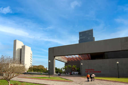 Monterrey, Mexico-11 December, 2020: Monterrey, City Theater Teatro de la Cuidad on Macroplaza, La Gran Plaza square in historic city centerのeditorial素材