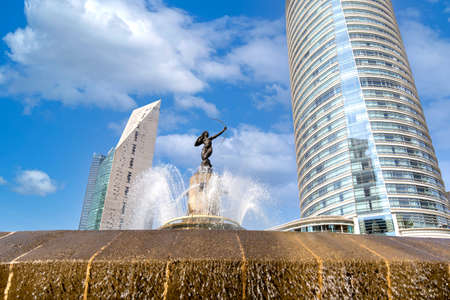 Mexico City, Mexico-5 September, 2020: Diana the Huntress Fountain, Fuente de la Diana Cazadora, located in the roundabout at Paseo de la Reforma.のeditorial素材