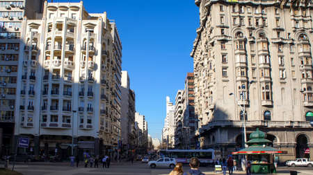 Montevideo, Uruguay-18 June, 2020: City streets in Montevideo downtown and historic centerのeditorial素材