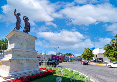 Central Avenue Paseo de Montejo in Merida with local museums, restaurants, monuments and tourist attractions.の写真素材