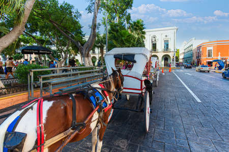 Merida, Mexico, 11 February, 2020: Scenic colorful colonial Merida streets in Mexico, Yucatanのeditorial素材