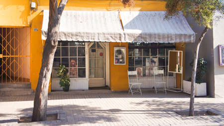 Santiago de Chile, Chile-20 May, 2020: Santiago de Chile, old colorful buildings in the historic...