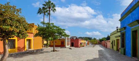 Oaxaca, Mexico, Scenic old city streets and colorful colonial buildings in historic city center,の写真素材