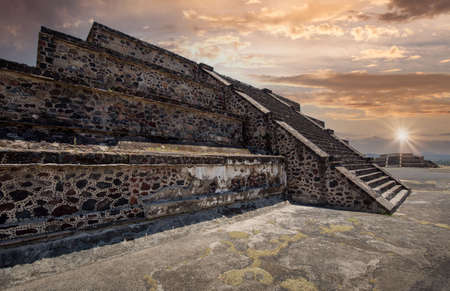 Landmark Teotihuacan pyramids complex located in Mexican Highlands and Mexico Valley close to Mexico...