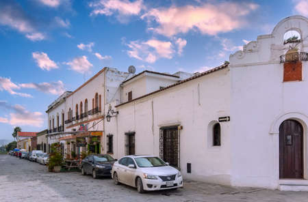 Monterrey, Mexico-9 August, 2021: Colorful historic buildings in the center of the old city (Barrio Antiguo) at a peak tourist seasonのeditorial素材