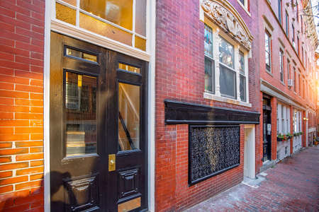 Landmark Boston Beacon Hill streets and historic brick buildings.の写真素材