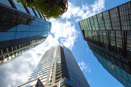 USA, Scenic Boston downtown financial district city skyline and skyscrapers.の写真素材