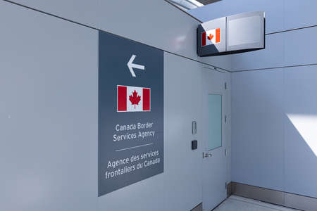 Toronto, Canada, 27 March, 2021: Canada Border Services Agency CBSA offices in Toronto Pearson airport providing border security and public safety for Canadian Governmentのeditorial素材