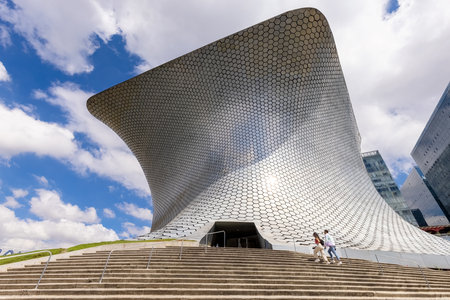 Mexico City, Mexico,18 September 2022: Soumaya Museum in Mexico City that holds Mexican and European art collections including Rodin, Da Vinci, Dali, Van Gogh and many othersのeditorial素材