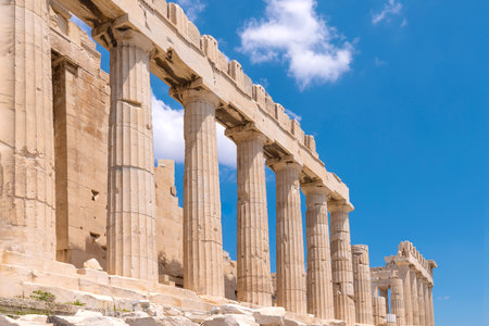 Greece, Ancient landmark citadel Acropolis in Athensの写真素材