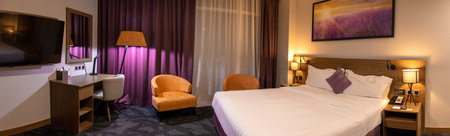 Dubai, United Arab Emirates, 20 June, 2023: Luxury Hotel Room in business district of Dubai downtownのeditorial素材