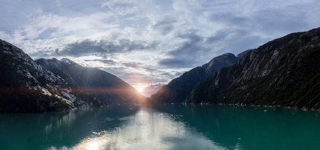 Cruise to Alaska, Tracy Arm fjord and glacier on the scenic passage with landscapes and views.の写真素材