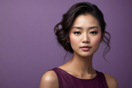 Beautiful young attractive asian lady portrait. Style and fashion. Diversity representationの素材