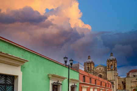 Mexico, Landmark Santo Domingo Cathedral in historic Oaxaca city center.