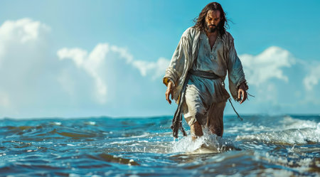 Miracle of Jesus Christ walking on water, Wholly bible stories and legendsの素材