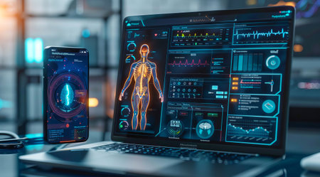 Medical human body 3D modeling, body scans and research for future medicine.の素材