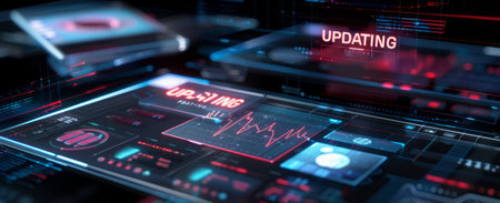 Computer and business security concept, system updates and privacy protection.の素材