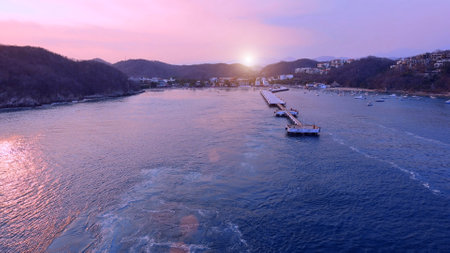 Mexico, cruise ship vacation in Huatulco. Scenic beaches and ocean shore resorts.の写真素材