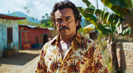 Mexican drug lord criminal and cartel operative. Concept of criminal life and corruptionの素材