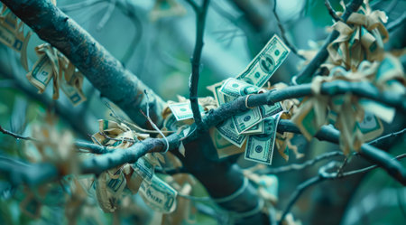 Concept of easye money. Money that grows on treesの素材