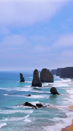 Twelve Apostles national park landscape in Australia near Melbourne, Razorback and Loch Ard Gorge.の写真素材