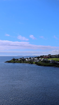 Lerwick, a coastal town in the Shetland Islands of Scotland, known for its picturesque waterfront and historic architecture.の写真素材