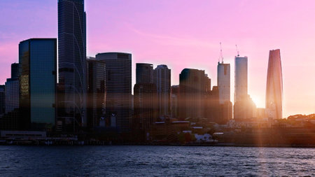 Australia scenic Sydney downtown skyline panorama and financial business center .の写真素材