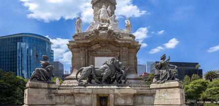 Mexico City tourist attraction Angel of Independence column near financial center and El Zocalo.の写真素材