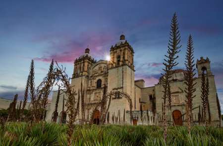 Landmark Oaxaca Cathedral Our Lady of the Assumption on the main Zocalo Square in historic city center.の写真素材