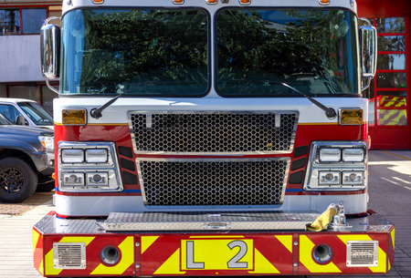 Fire truck ready to respond to emergency.