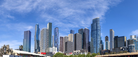 Australia scenic Melbourne downtown skyline panorama and financial business center.の写真素材
