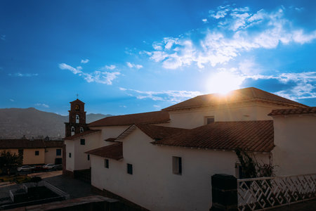 Peru, Cusco, San Blas square church in the district of artisans near historic center.の写真素材