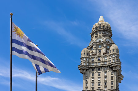 Montevideo Independence Square in historic city center, a famous tourism attraction.の写真素材