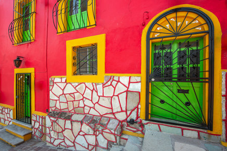 Guanajuato, Mexico, Scenic streets and colorful colonial architecture in Guanajuato historic center.の写真素材
