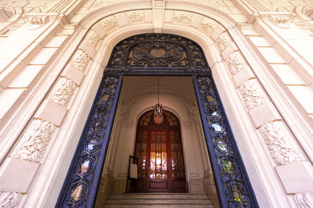 Salta colonial architecture and Central Plaza of 9 of July Plaza 9 De Julio in historic city center.の写真素材