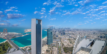 UAE, United Arab Emirates, Abu Dhabi downtown panorama and financial center skyline.の写真素材