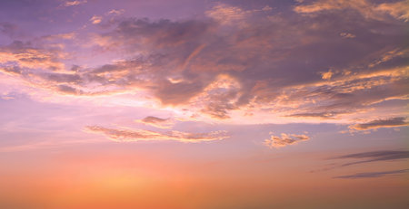 Sunset or sunset colourful vibrant skies over scenic ocean shore in Mexico with beautiful horizonの写真素材