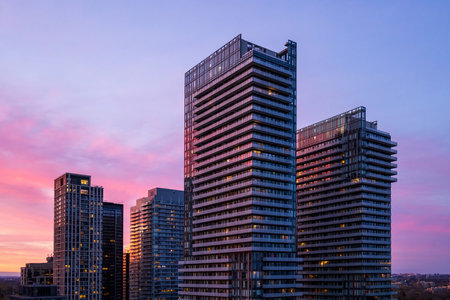 Toronto condominiums in a trendy middle and upper class district near Yonge and Eglinton midtown.の写真素材