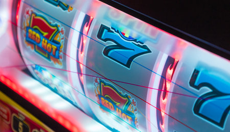 Casino gambling blackjack and slot machines waiting for gamblers and tourist to spend money.の写真素材
