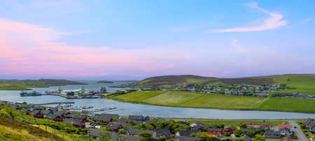 Scotland, Shetland. Town of Scalloway on the west coast ofthe Mainland, a fishing port.の写真素材