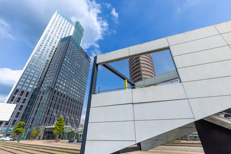 Holland, Rotterdam. Downtown financial business district panorama and city skyline.の写真素材