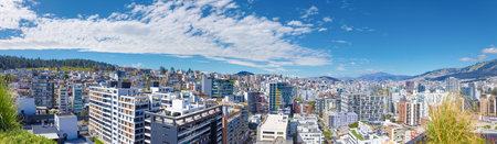 Quito, Ecuador. Panoramic skyline of Carolina Park modern condominiums in central business district.の写真素材