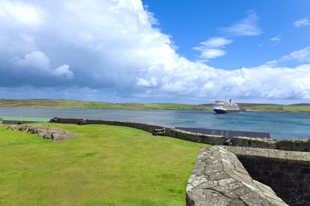 Lerwick, a coastal town in Shetland Scotland UK with scenic medieval houses.の写真素材