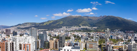 Quito, Ecuador. Panoramic skyline of Carolina Park modern condominiums in central business district.の写真素材