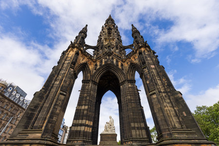 Scotland, Edinburgh, 1 June, 2025: Scott Monument in Edinburgh historic city center old townの写真素材