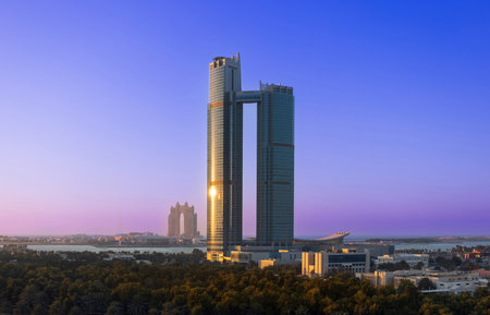 UAE, United Arab Emirates, Abu Dhabi downtown panorama and financial center skyline .