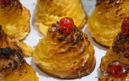 Argentina, Buenos Aires, pastry, sweets and desserts sold in street restaurants and cafes.